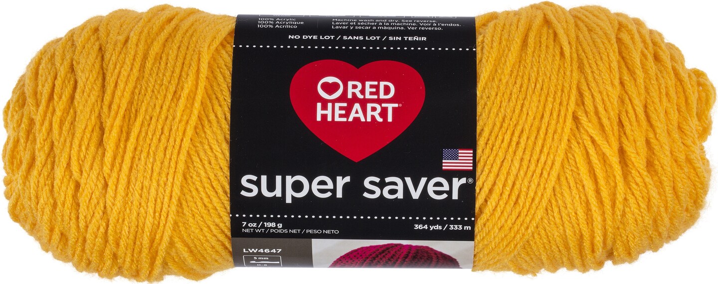 Red Heart Super Saver Gold Yarn - 3 Pack of 198g/7oz - Acrylic - 4 Medium  (Worsted) - 364 Yards - Knitting/Crochet