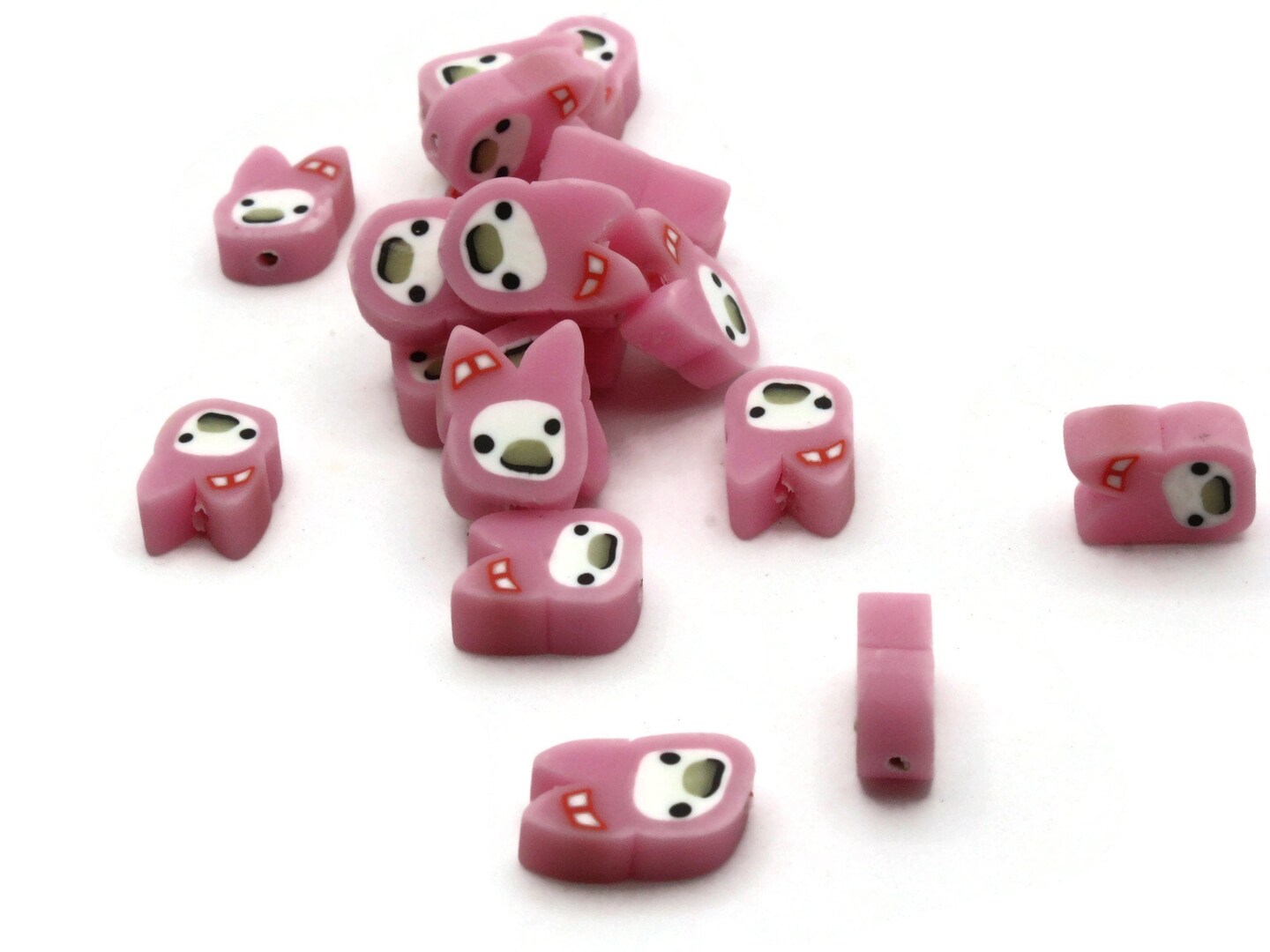20 Pink Mouse Head with Bow Polymer Clay Beads by Smileyboy Beads | Michaels