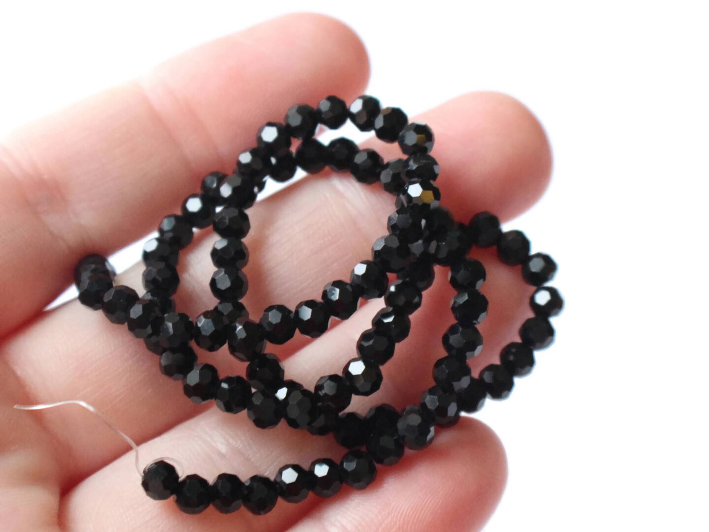 99 4mm Black Faceted Round Crystal Glass Beads