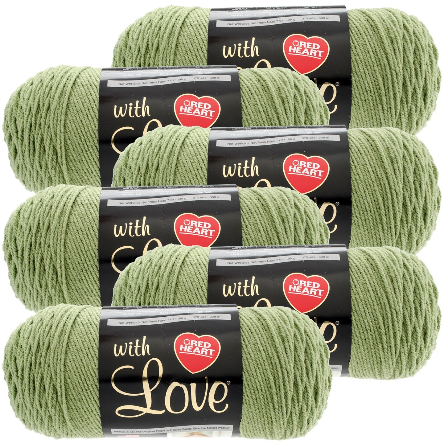 Multipack of 6 - Red Heart With Love Yarn-Lettuce