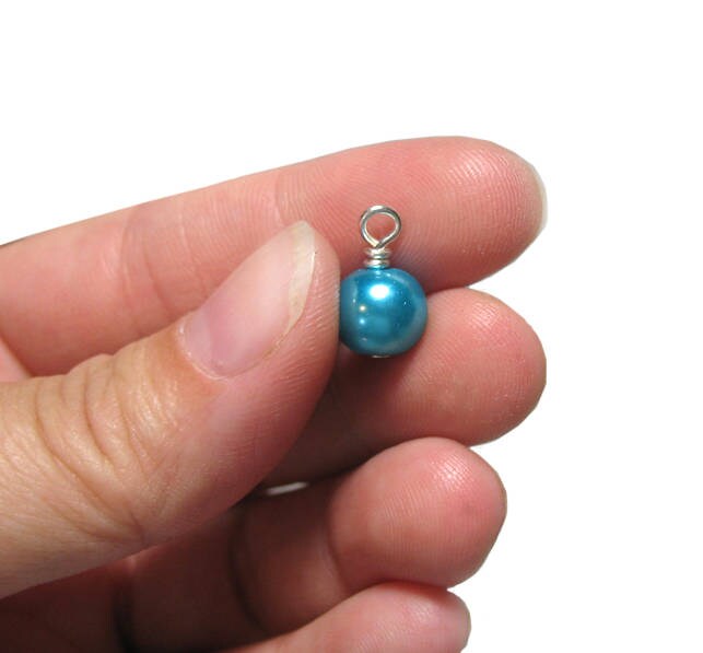 100 Glass Pearl Bead Charms, Multicolored Bulk Dangles, 8mm Pearl Beads, Adorabilities