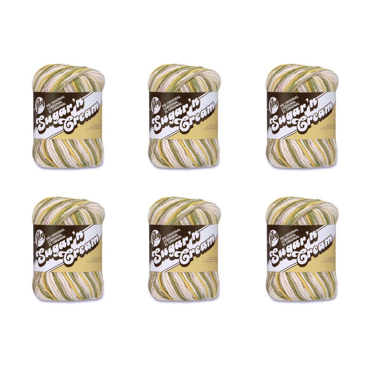 Lily Sugar&#x27;N Cream Guacamole Yarn - 6 Pack of 57g/2oz - Cotton - 4 Medium (Worsted) - 95 Yards - Knitting/Crochet