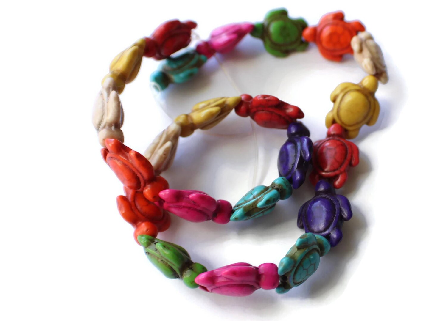 22 18mm Howlite Turtle Beads Gemstone Beads Dyed Mixed Color Beads