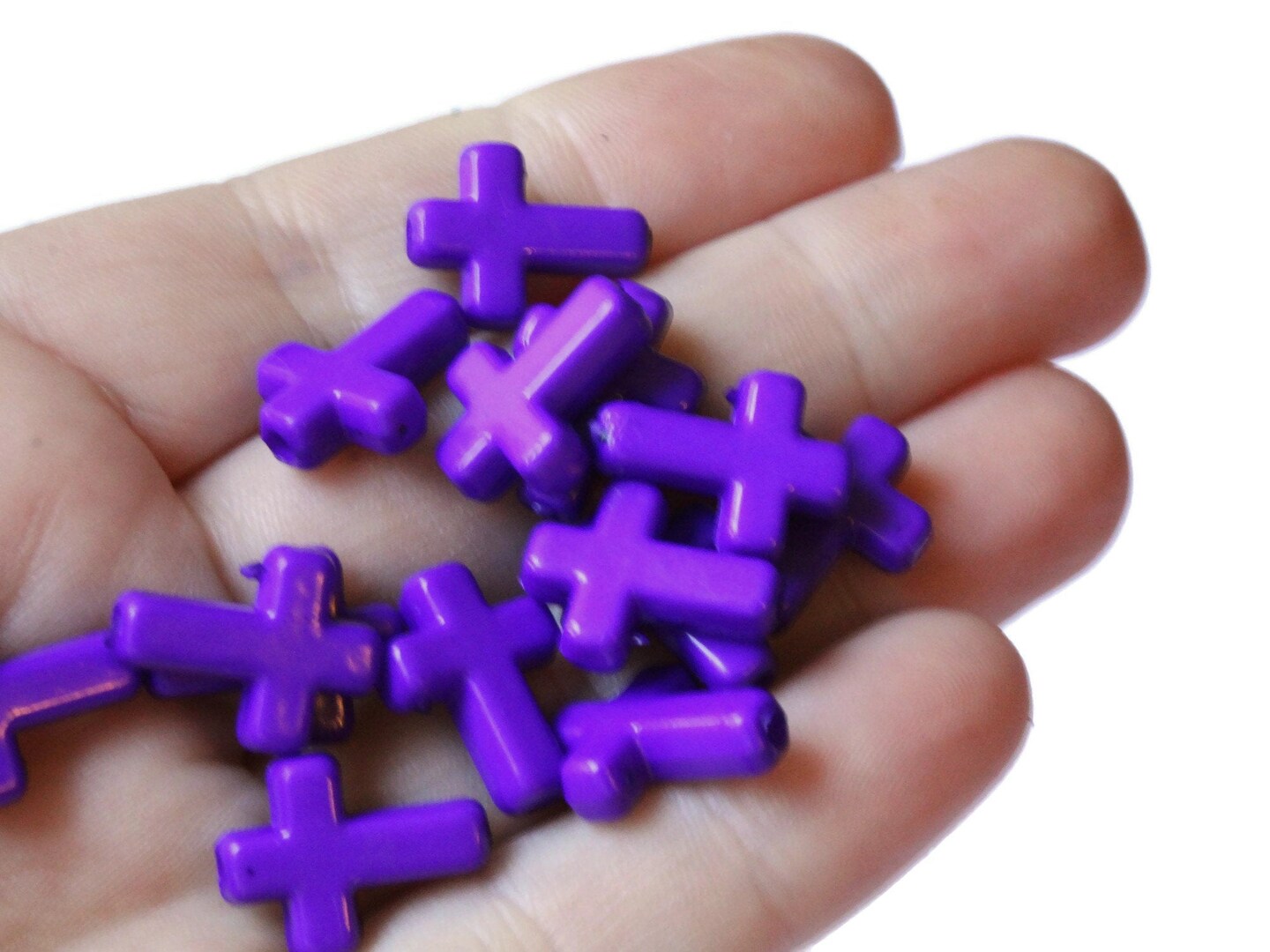 50 16mm Purple Plastic Cross Beads Christian Beads