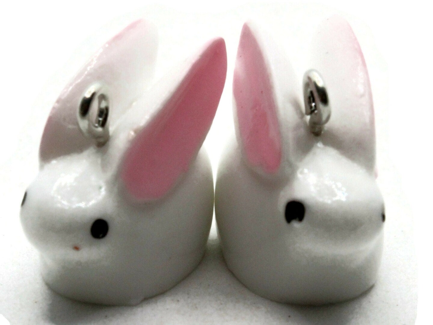 2 17mm White Resin Bunny Rabbit Charms