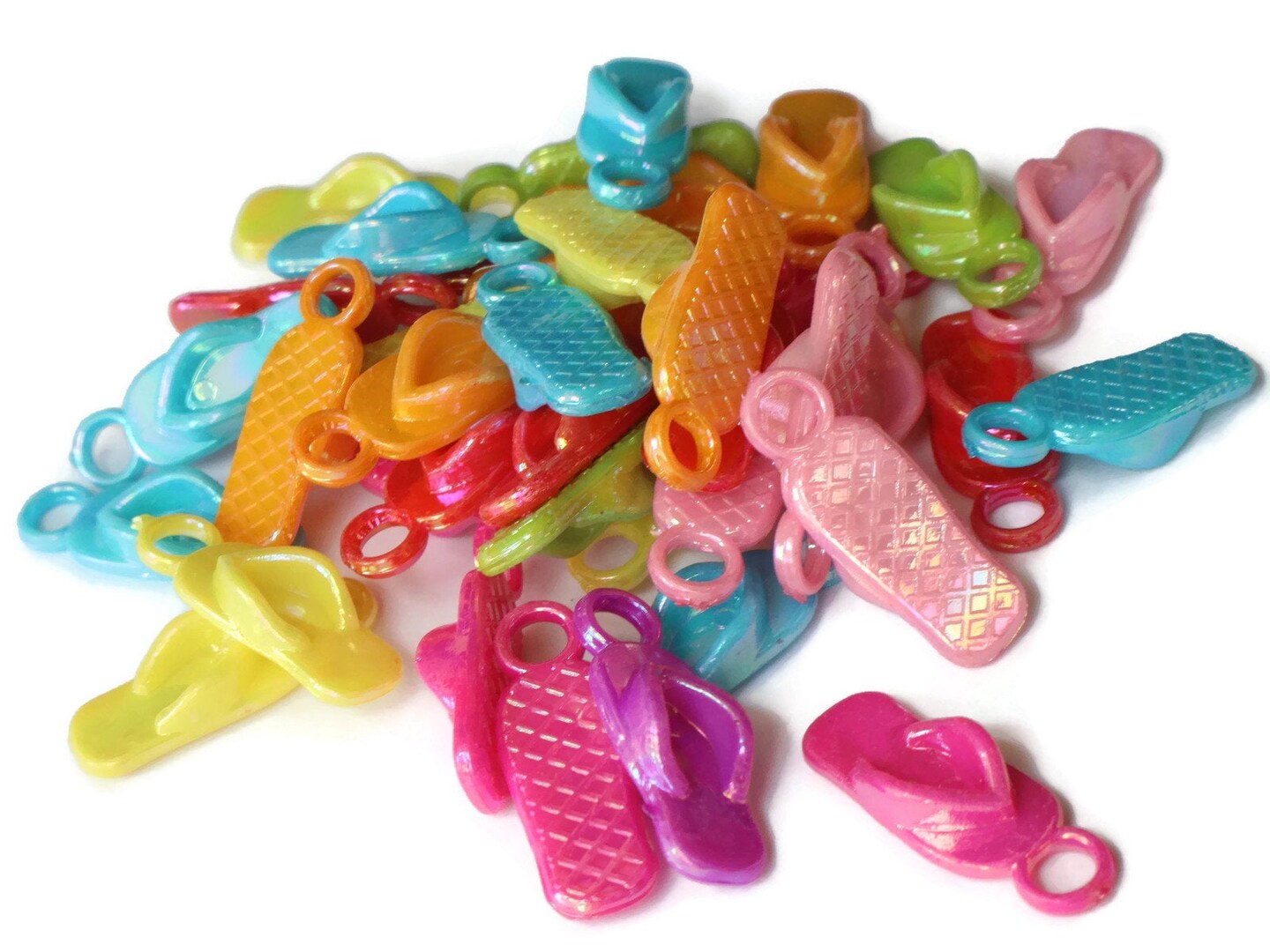 40 22mm Flip Flop Charms Mixed Color Sandal Charms Miniature Plastic Shoe Beads bI2