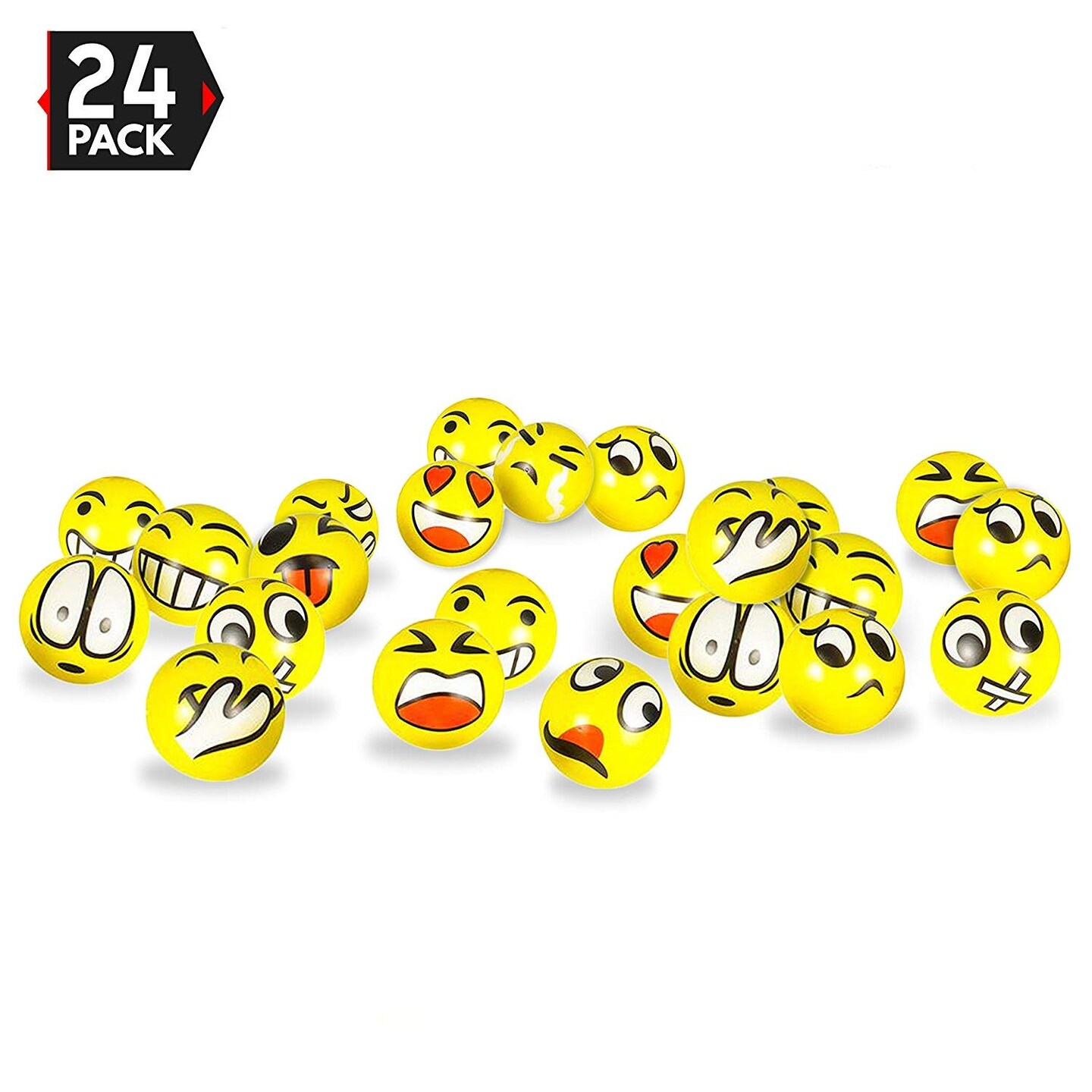 3&#x22; party pack emoji stress balls - stress reliever party favors, toy balls, party toys (24 pack)