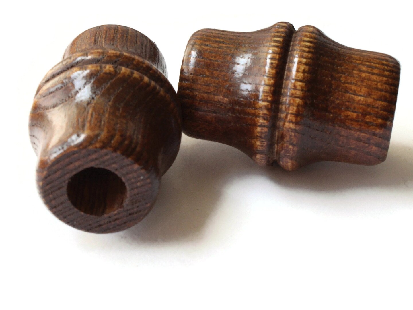 2 51mm Tube Beads Dark Brown Vintage Wood Beads Wooden Large Hole Macrame Beads