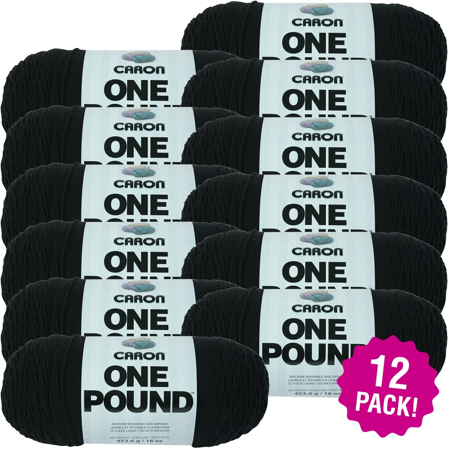 Multipack of 12 - Caron One Pound Yarn-Black
