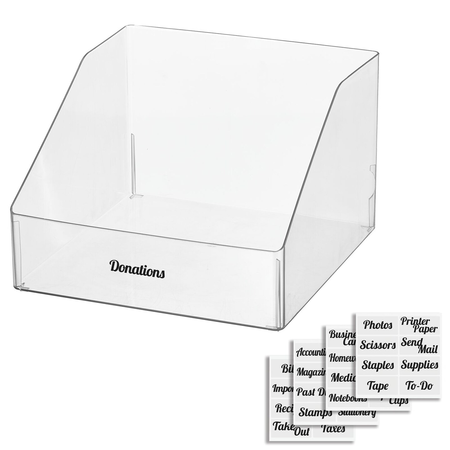 mDesign Plastic Storage Bin Container for Home Office + 32 Labels Michaels