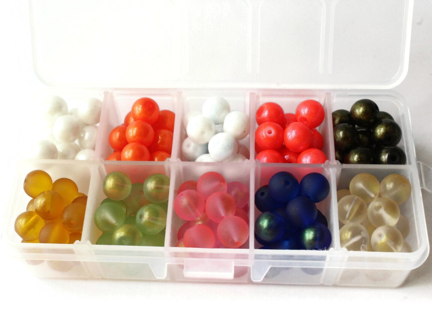 10 Colors 10mm Round Glass Mixed Color Beads Kit