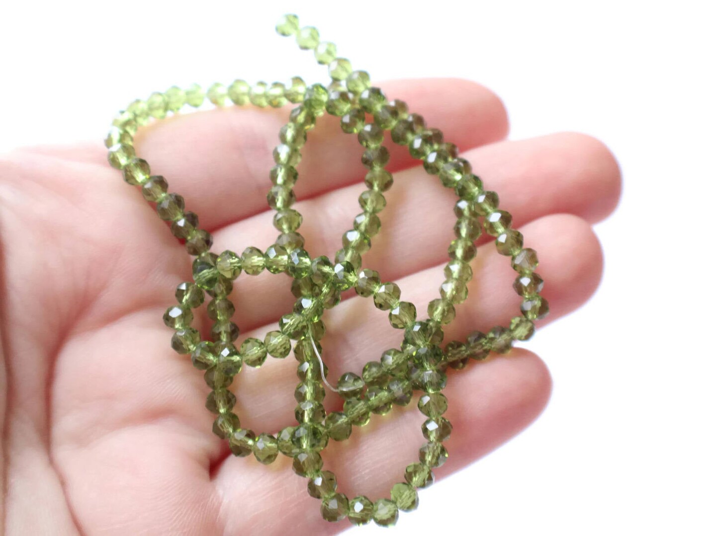 135 3mm x 4mm Green Crystal Faceted Rondelle Beads Full Strand