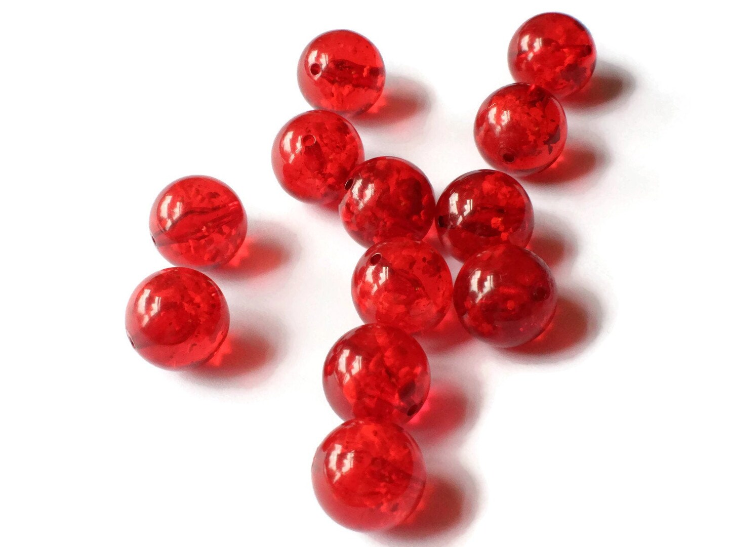 12 16mm Round Red Vintage Lucite Beads Transparent Ball Beads