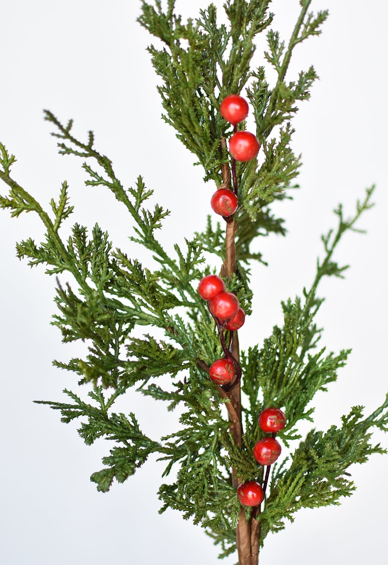 24&#x22; Faux Cedar Spray w/ Red Berry Stem