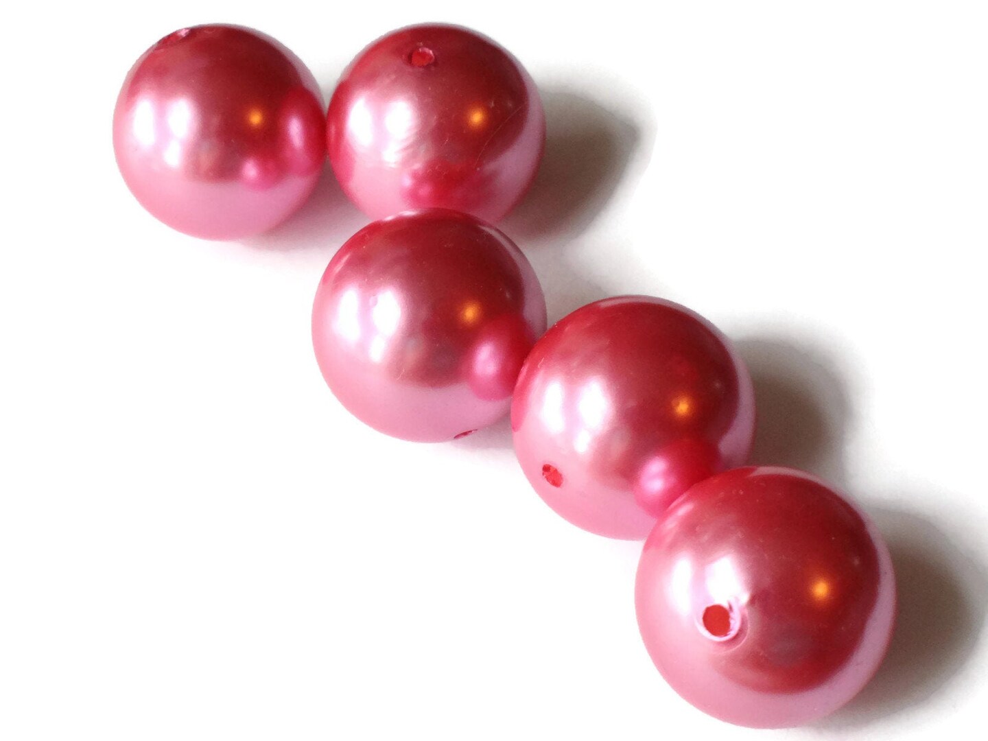 5 26mm Round Pink Pearls Faux Plastic Pearl Beads