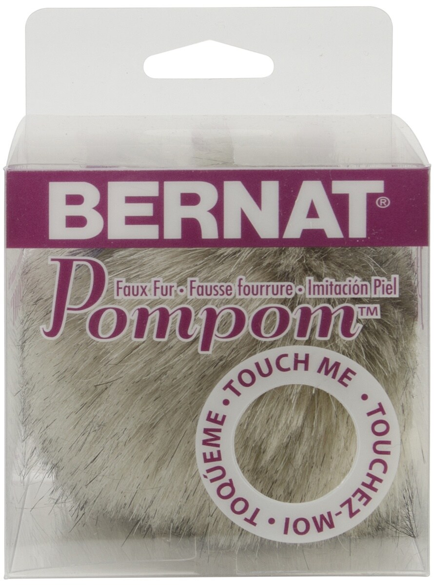 Multipack of 12 - Bernat Faux Fur Pompom 1/Pkg-Grey Linx