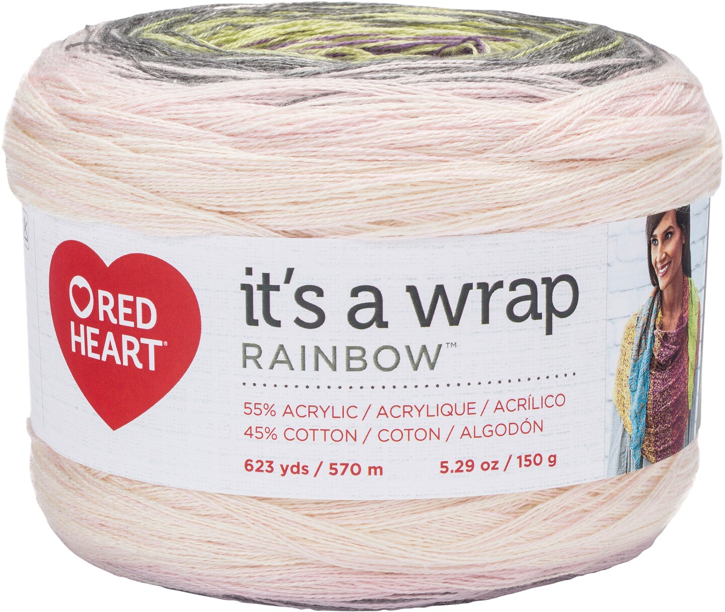 Red Heart It&#x2019;s A Wrap Whisper Yarn - 3 Pack of 150g/5.3oz - Acrylic Cotton Blend - 2 Fine - 623 Yards - Knitting/Crochet