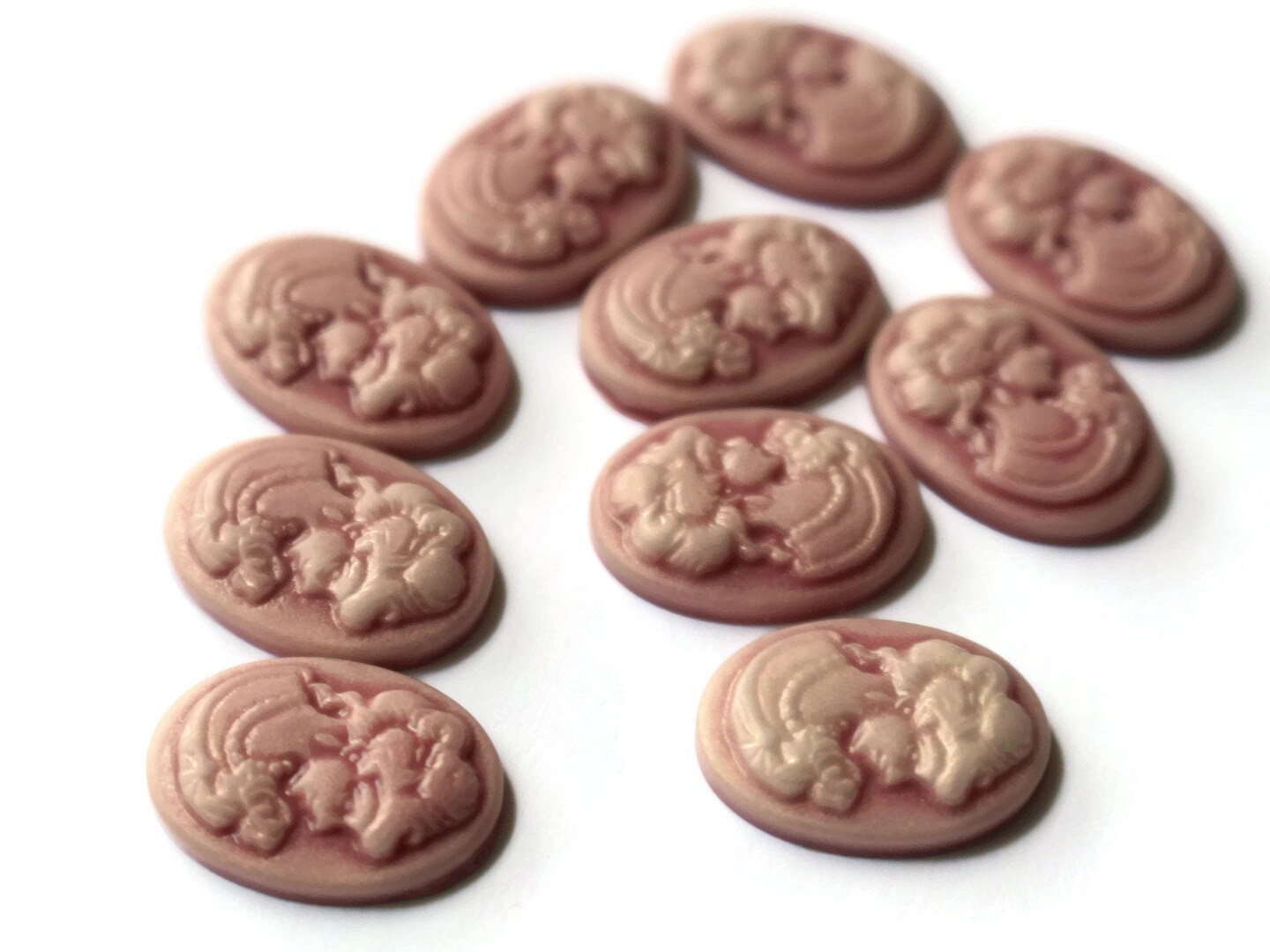 10 18mm x 13mm Dusty Pink Cameo Cabochons Victorian Woman's Face Cameo Cabochons