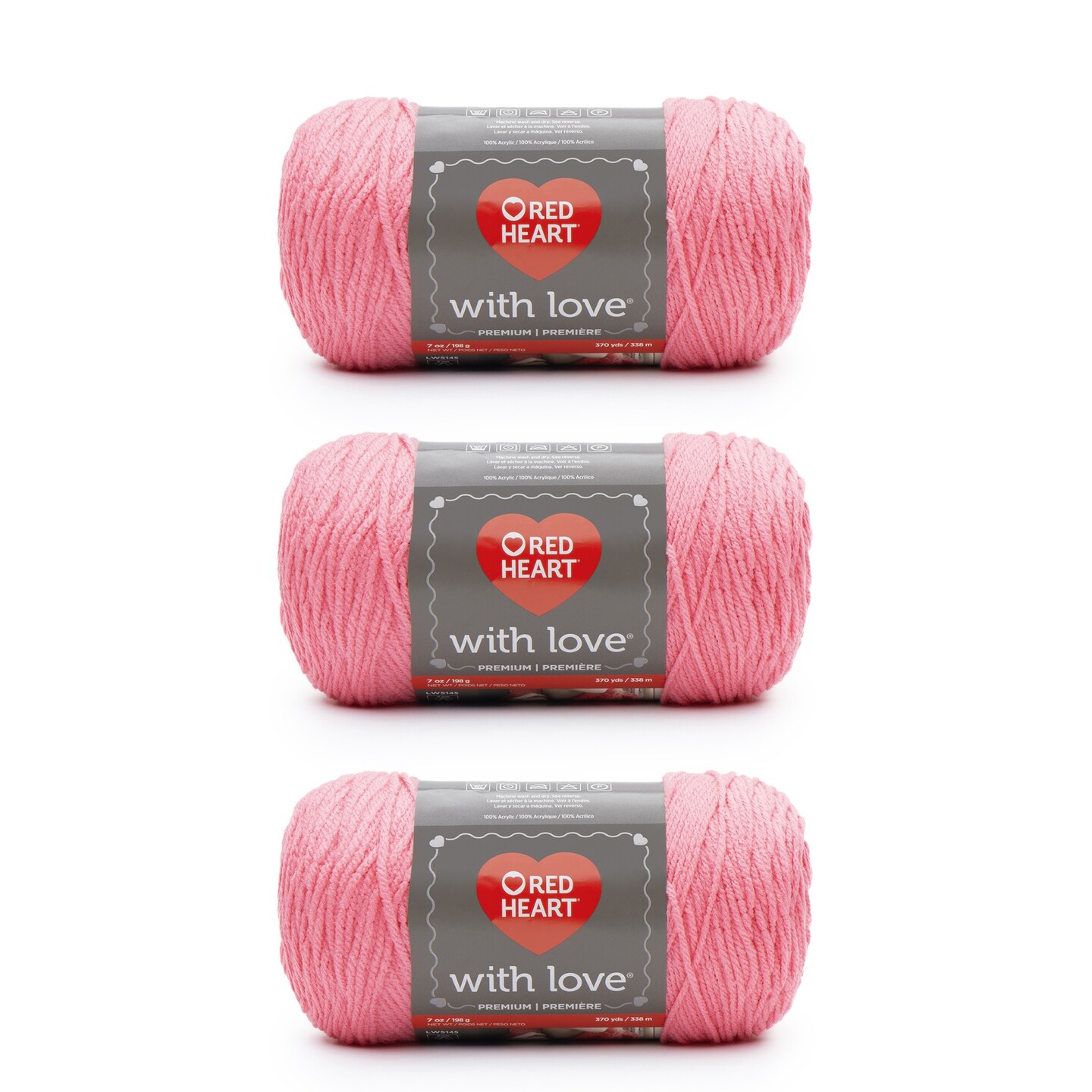 Red Heart With Love Bubblegum Yarn - 3 Pack of 198g/7oz - Acrylic - 4 Medium (Worsted) - 370 Yards - Knitting/Crochet
