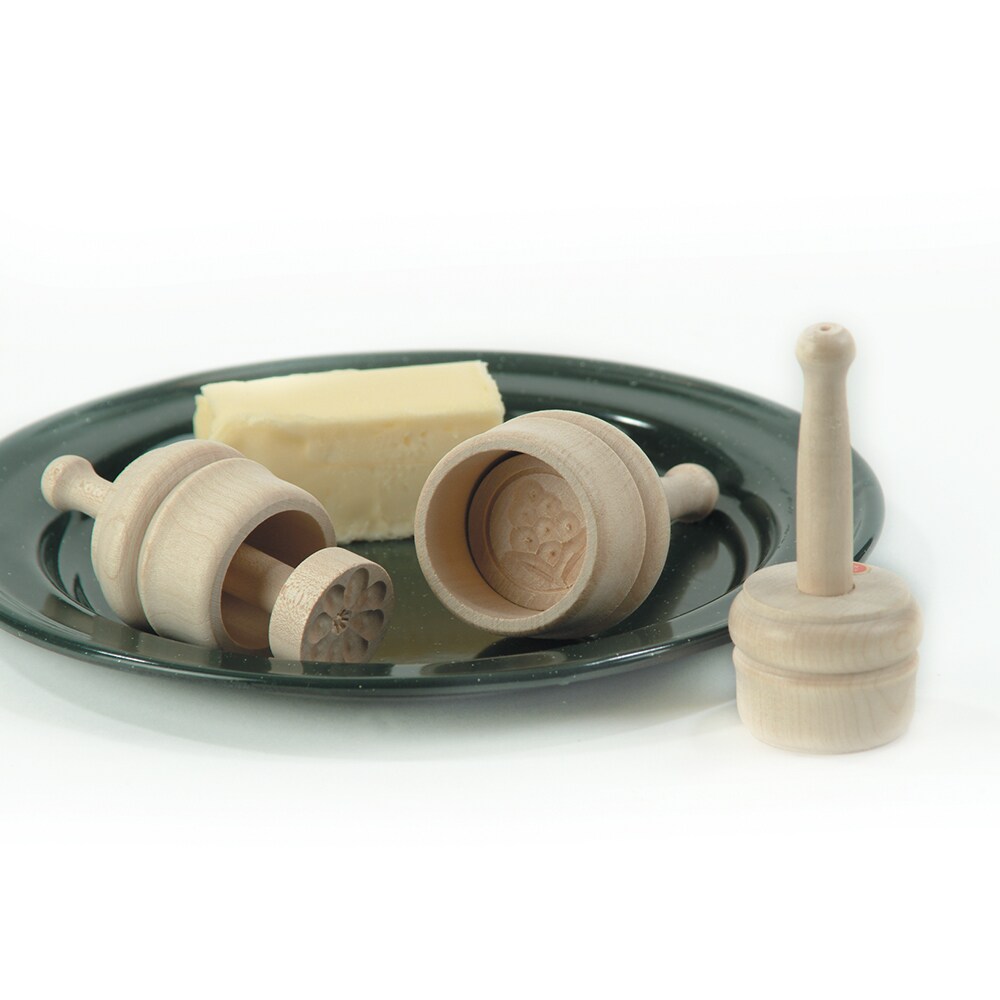 Carved Wooden Butter Molds Set of 3 Sizes with Assorted Patterns