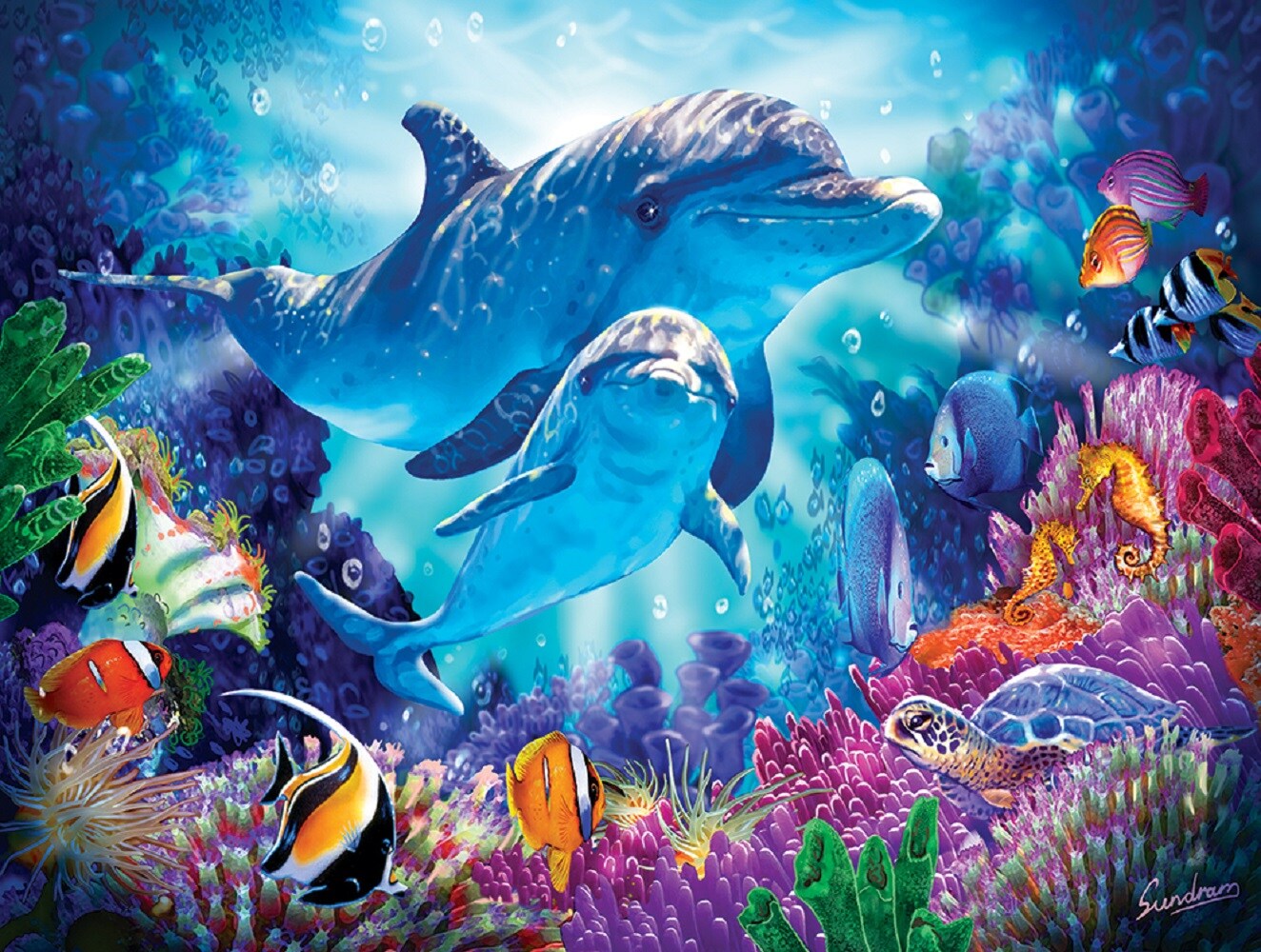 Sunsout Dolphin Guardian 500 pc   Jigsaw Puzzle 70926