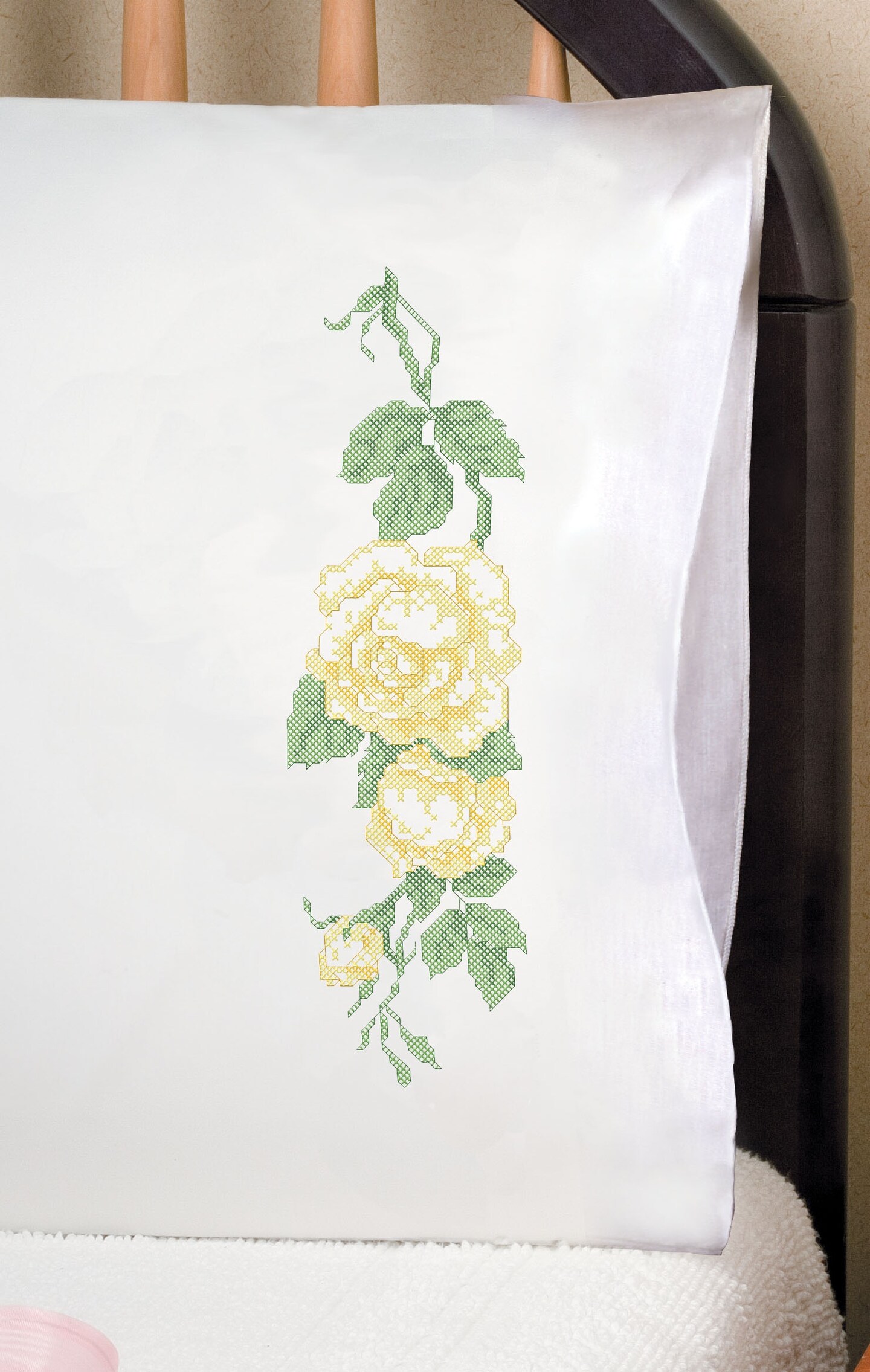 Tobin Stamped For Embroidery Pillowcase Pair 20X30 Yellow Rose Michaels   144118990884992649 