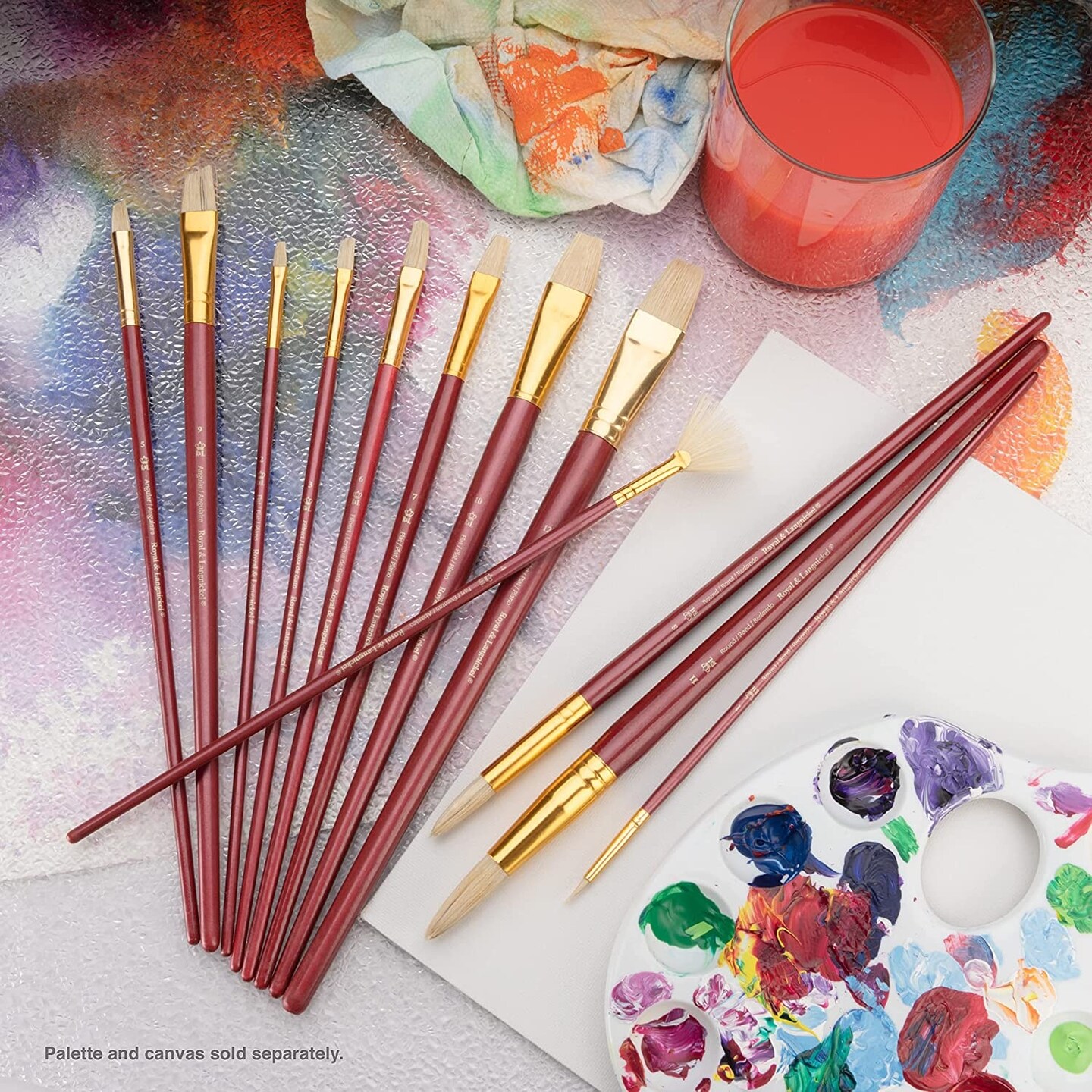 Royal&Langnickel(R) White Taklon LongHandle Value Brush Pack-Firm, 12/Pkg