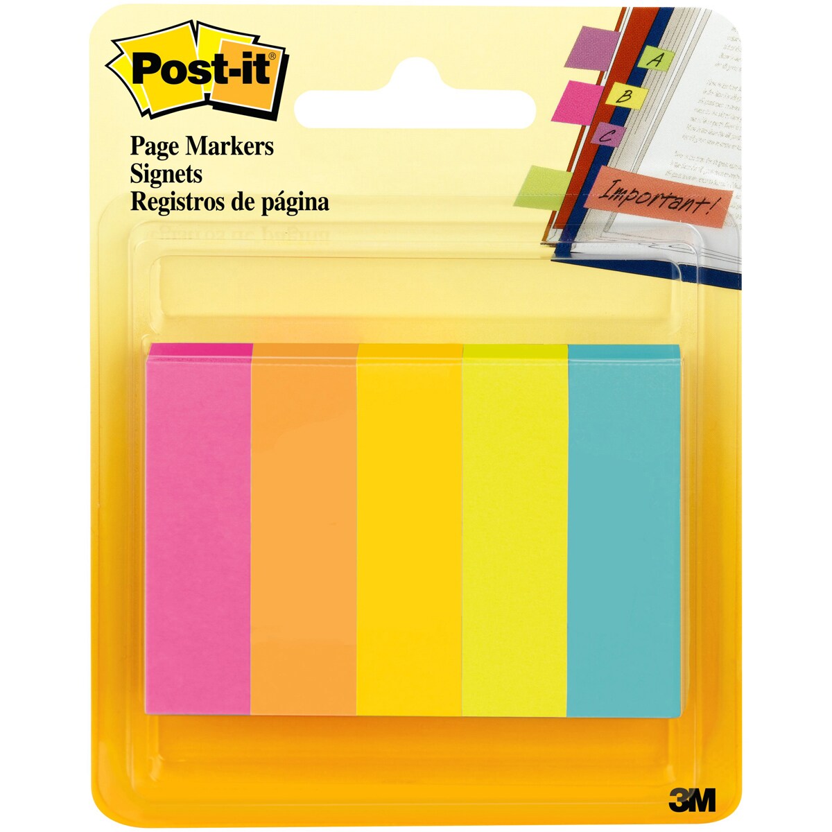 Post-It Page Markers .5&#x22;X1.75&#x22; 5/Pkg-Assorted