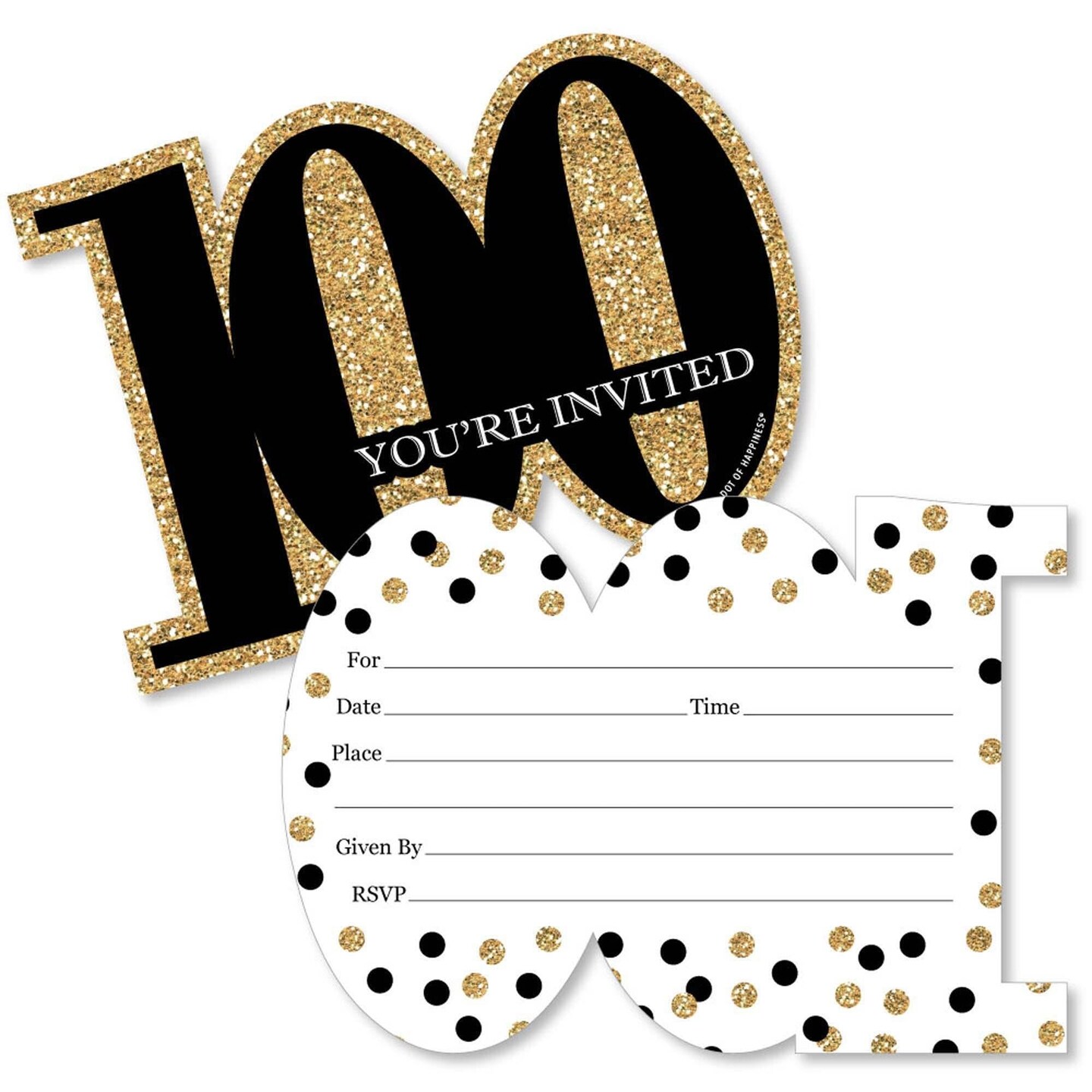 Big Dot of Happiness Adult 100th Birthday - Gold - Shaped Fill-In ...