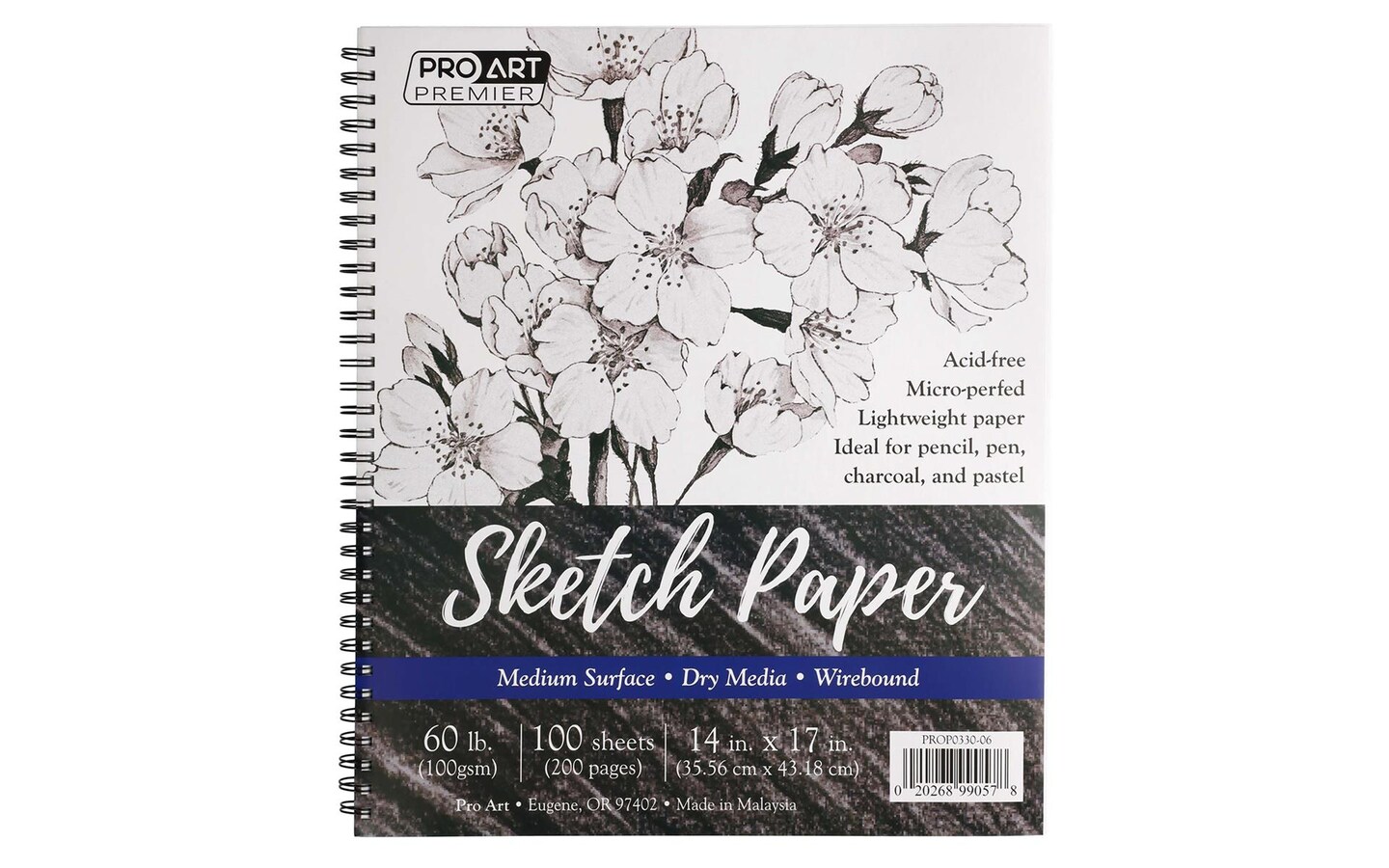 Pro Art Premium Sketch Paper Pad 14"x17" 100 sheets, 60#, Wire, Sketch Book, Sketchbook, Drawing Pad, Sketch Pad, Drawing Paper, Art Book, Drawing Book, Art Paper, Sketchbook for Drawing