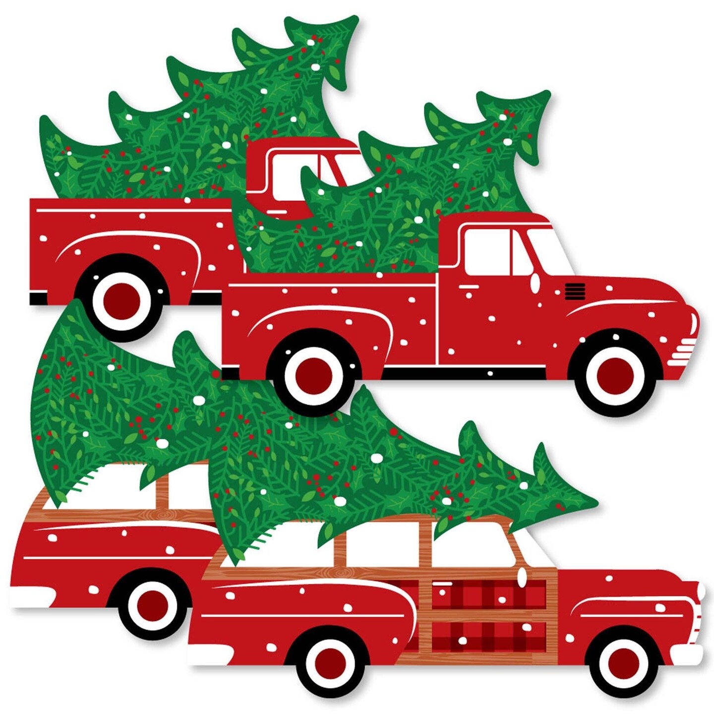 Big Dot of Happiness Merry Little Christmas Tree - Decorations DIY Red Truck and Car Christmas Party Essentials - Set of 20
