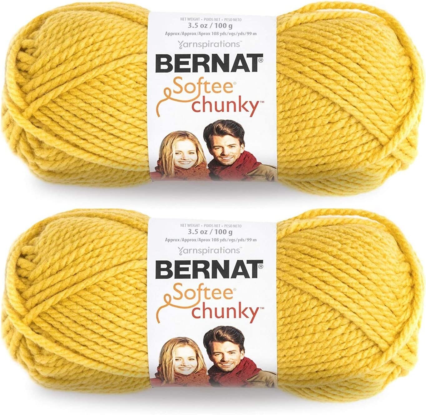 Pack of 2) Bernat Softee Chunky Yarn-Glowing Gold