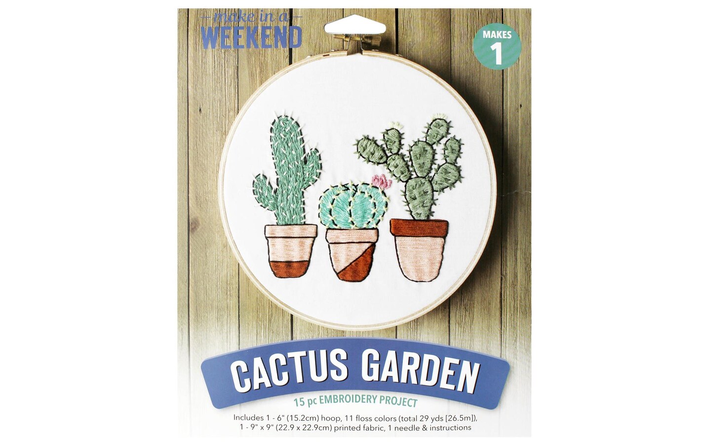 Leisure Arts Embroidery Kit 6 Cactus Garden- embroidery kit for beginners  - embroidery kit for adults - cross stitch kits - cross stitch kits for
