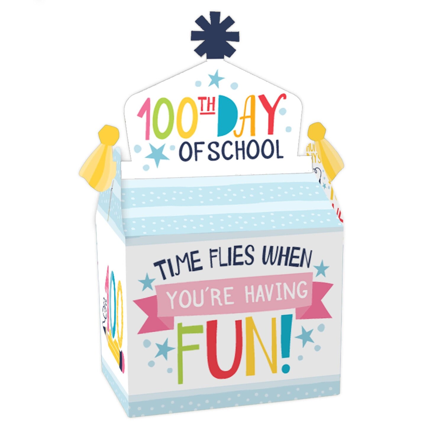 Big Dot of Happiness Happy 100th Day of School - Treat Box Party Favors - 100 Days Party Goodie Gable Boxes - Set of 12
