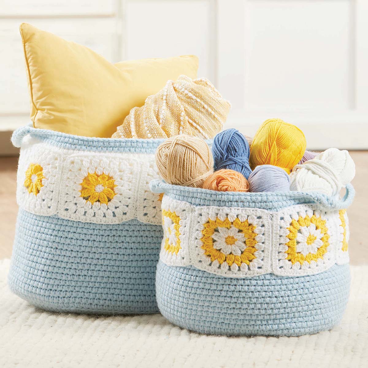 Herrschners Daisy Baskets Crochet Kit Michaels