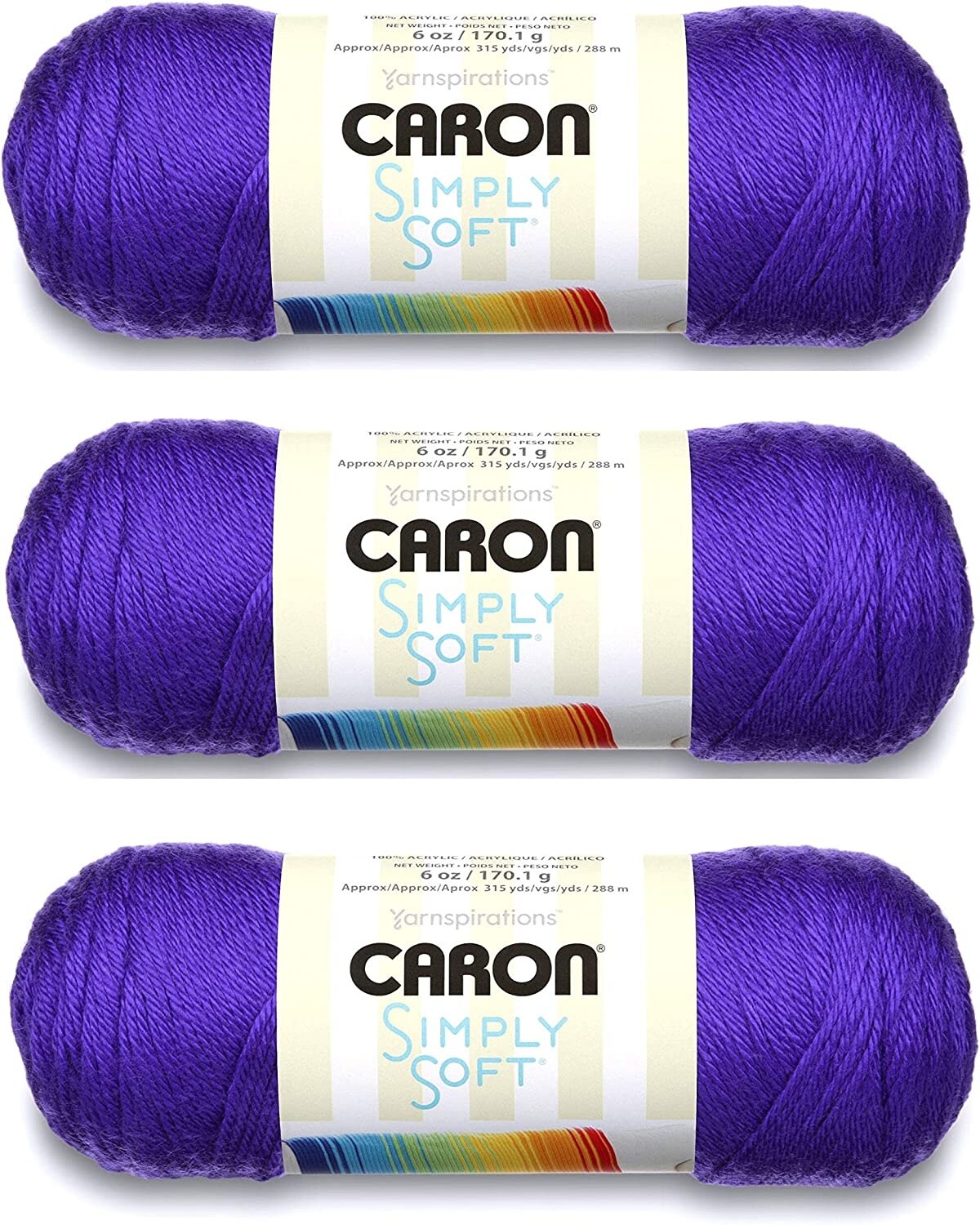 (Pack of 3) Caron Simply Soft Solids Yarn-Iris