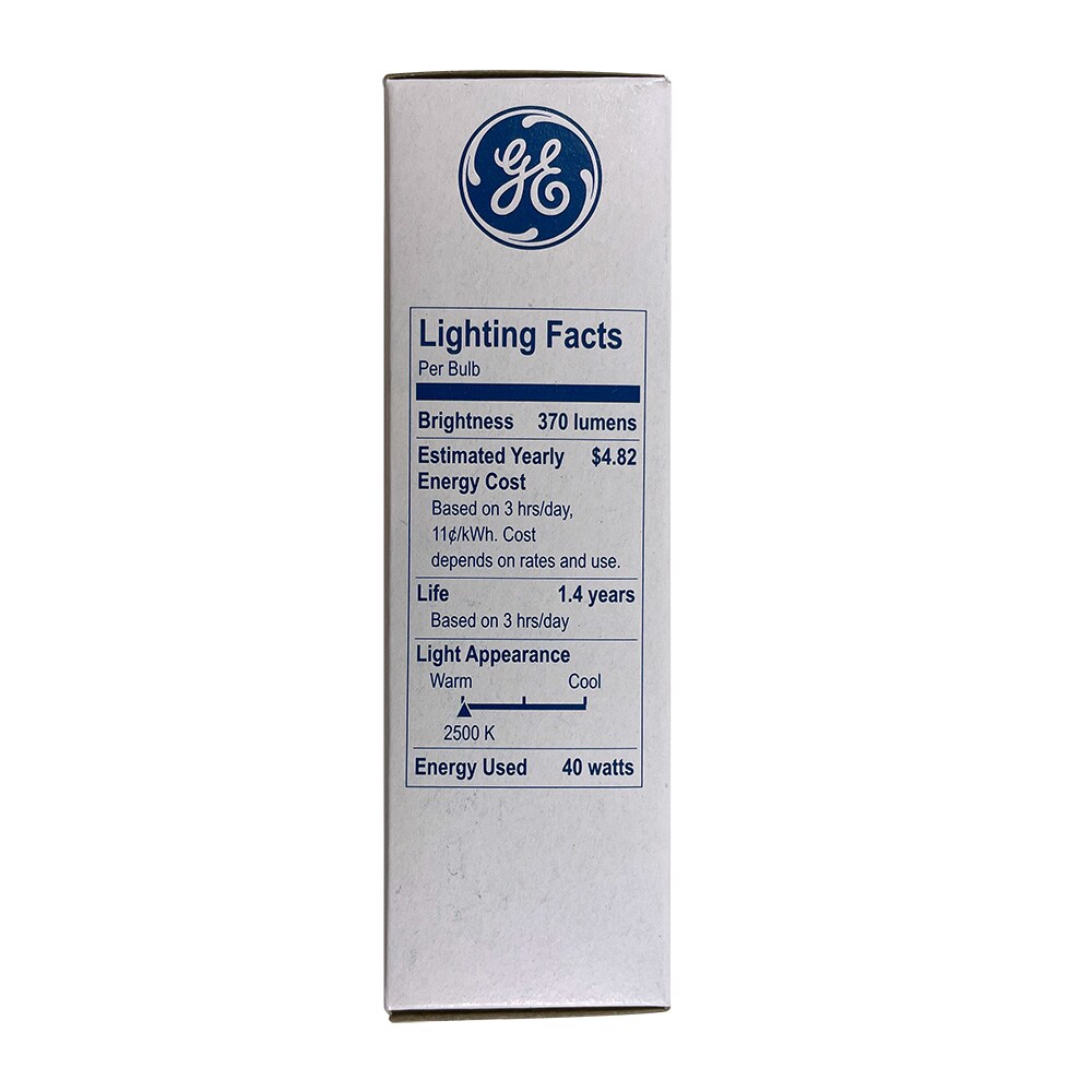 GE 40W Chandelier Blunt Tip Candelabra Base 370lm 2500k Incandescent Bulb