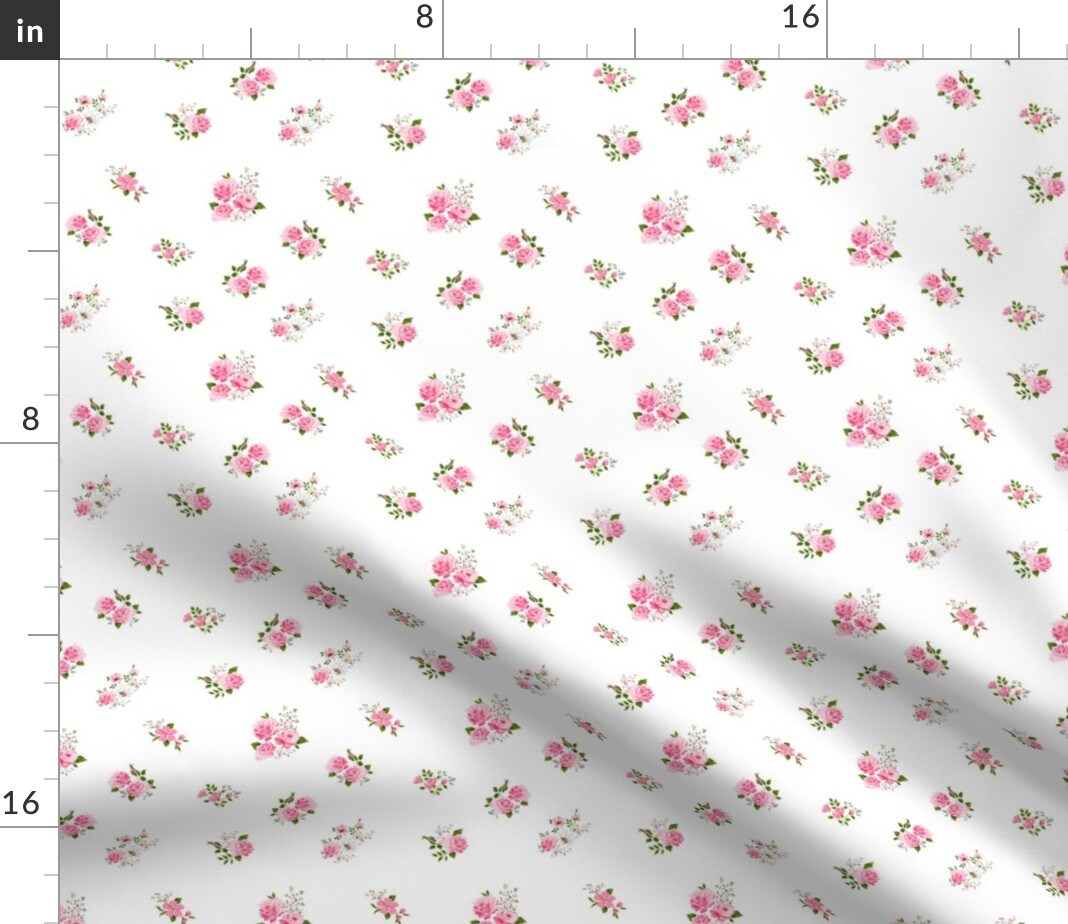 Cute Pink Roses Pattern Rose Flowers Romantic Spring Floral Custom Printed Fabric by Spoonflower Various Fabrics by the Yard or Fat Quarter