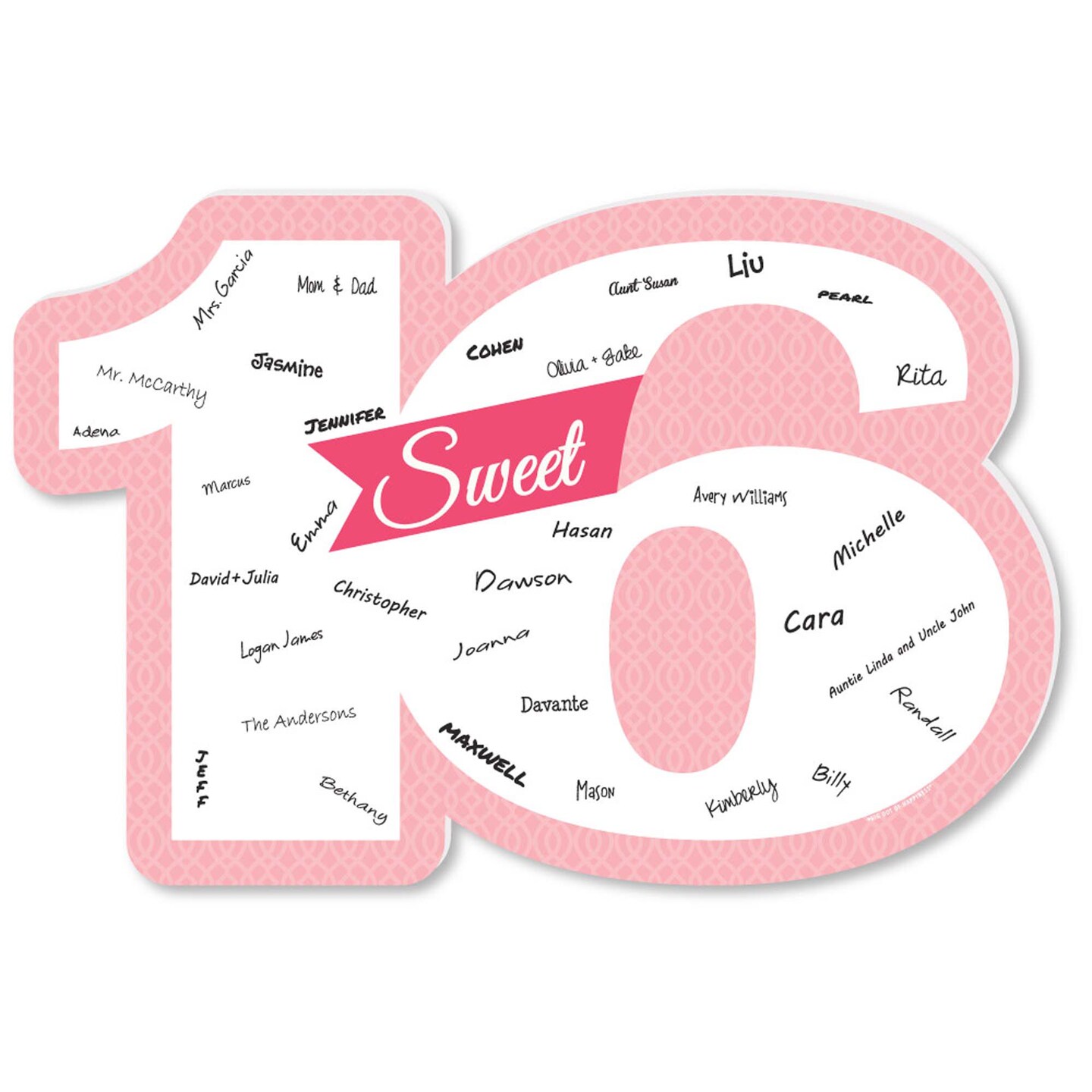 Big Dot of Happiness Sweet 16 - Guest Book Sign - 16th Birthday Party Guestbook Alternative - Signature Mat