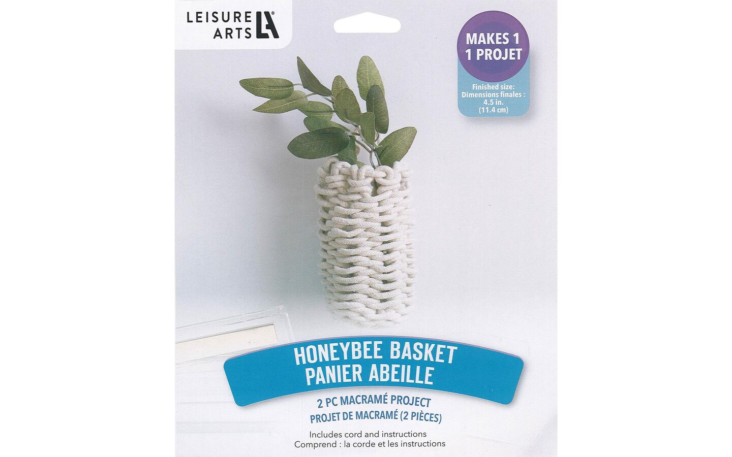 Leisure Arts Macrame Kit Honeybee Basket, Macrame Kits for Adults
