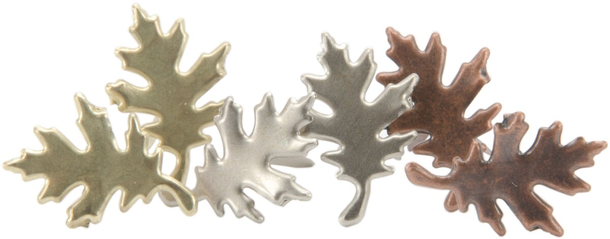 Creative Impressions Metal Paper Fasteners 25/Pkg-Leaves - Antique