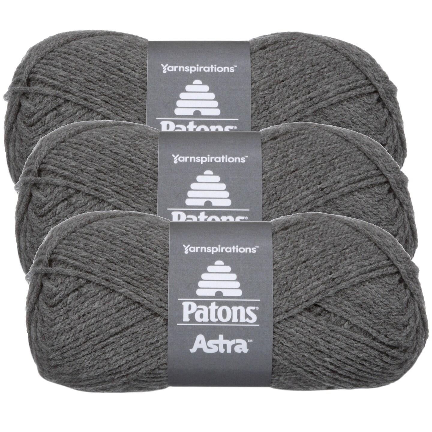 (Pack of 3) Patons Astra Yarn - Solids-Medium Grey