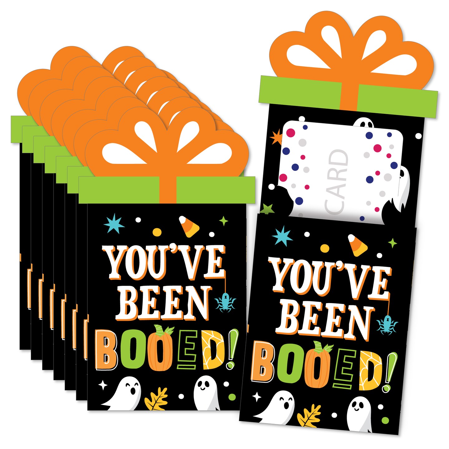 Big Dot of Happiness You&#x27;ve Been Booed - Ghost Halloween Party Money and Gift Card Sleeves - Nifty Gifty Card Holders - Set of 8