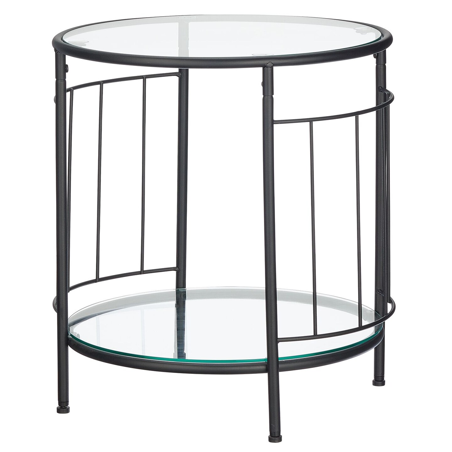 mDesign Metal and Glass Top Round Accent Side/End Table Furniture