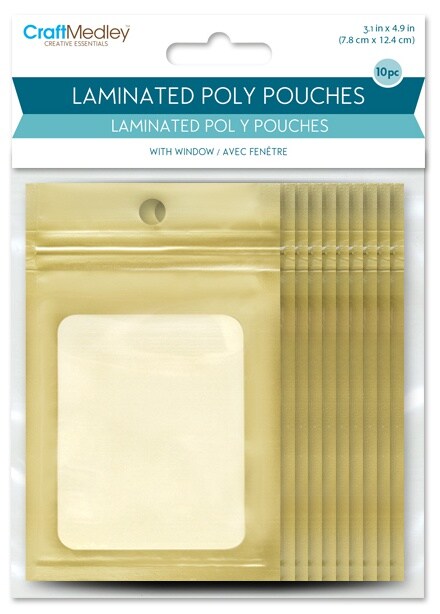Craft Medley Zip-Lock Pouches W/Window 3.125&#x22;X4.875&#x22; 10/Pkg-Gold