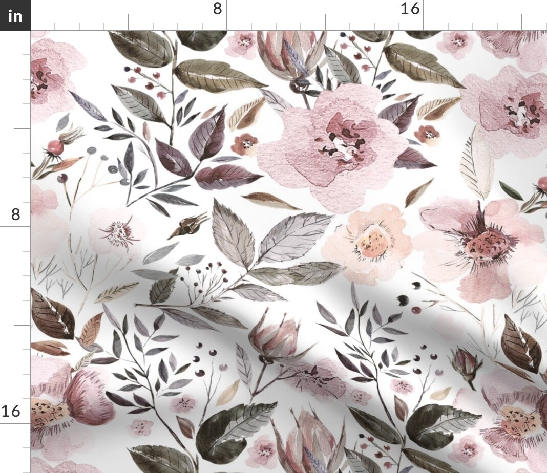 Floral Pastel Botanical Nature Roses Custom Printed Fabric by Spoonflower Various Fabrics by the Yard or Fat Quarter