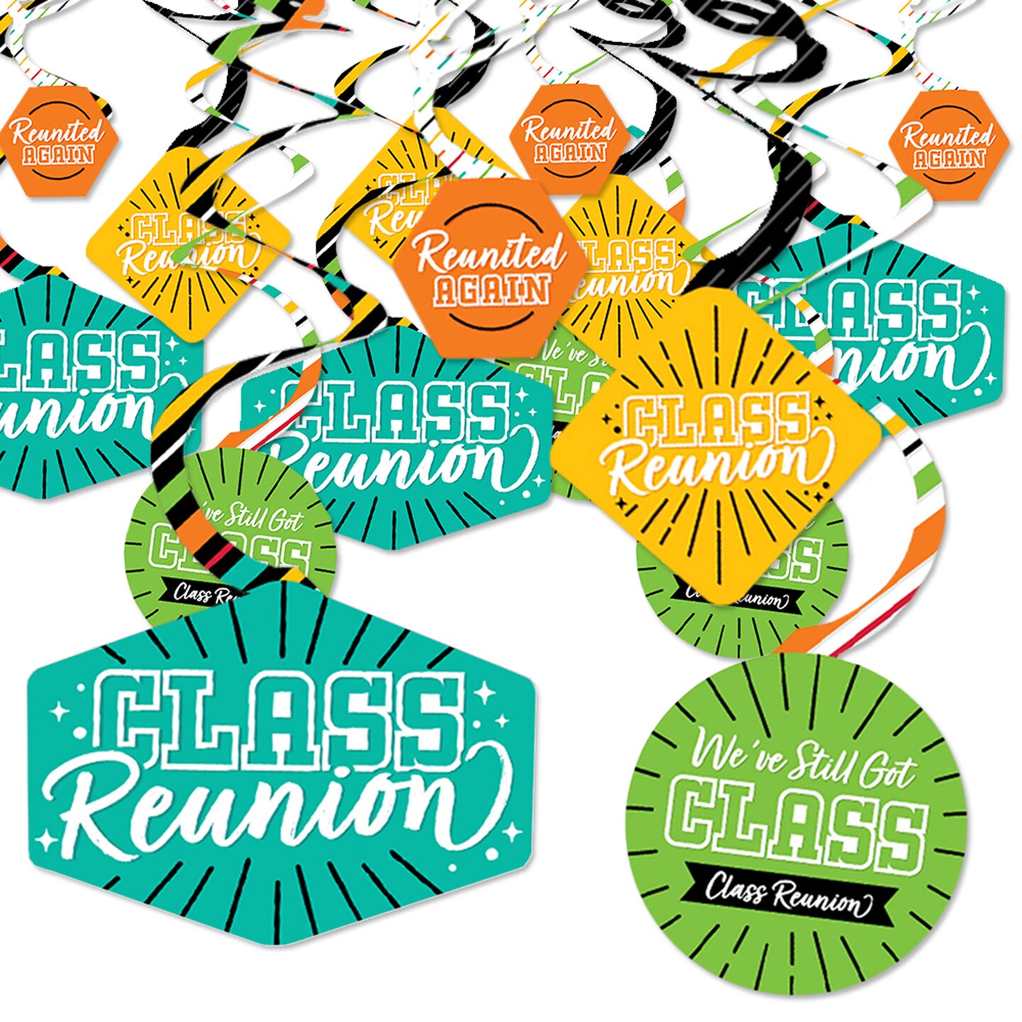 Big Dot of Happiness Still Got Class - High School Reunion Party Hanging Decor - Party Decoration Swirls - Set of 40