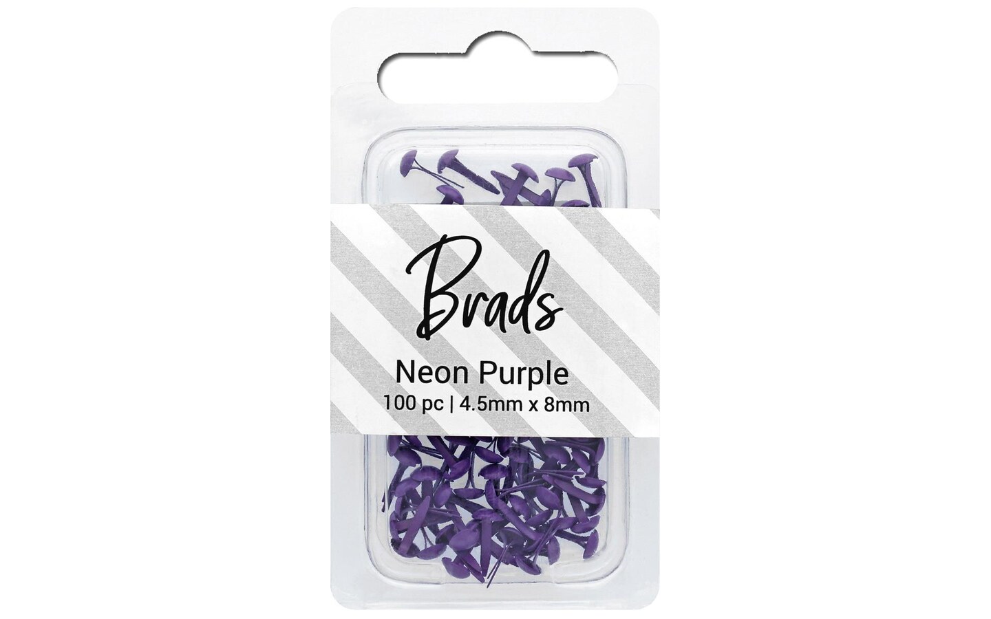 Accent Design Paper Accents Brads 4.5mm x 8mm 100pc Solid Neon Purple, Brads  for Paper Crafts, Brads Paper Fasteners, Metal Brads, Wire Brads, Small  Brads, Neon Purple Brads