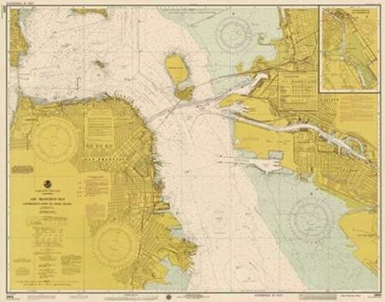 Nautical Chart - San Francisco Bay ca. 1975 - Sepia Tinted Poster Print by NOAA Historical Map-Chart - Item # VARPDX450545