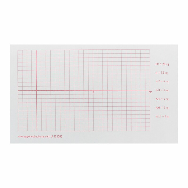 Graphing 3M Post-It® Notes, 3 X 5, Trigonometry Grid, Radian, 3 Pads